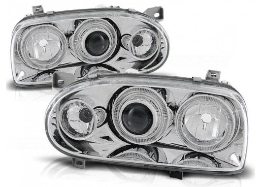 Комплект тунинг фарове за VW GOLF 3 09.91-08.97 ANGEL EYES Хромирани image