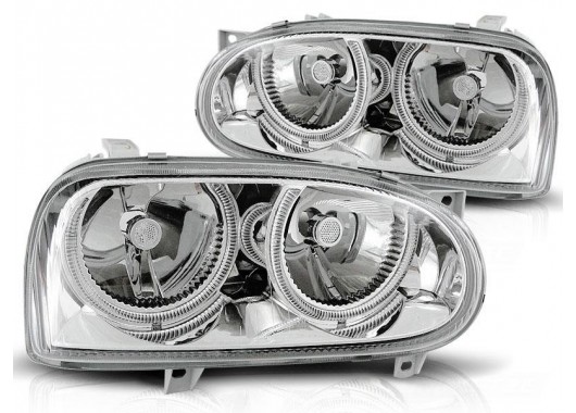Комплект тунинг фарове за VW GOLF 3 09.91-08.97 ANGEL EYES Хромирани image